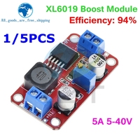 TZT 1/5PCS 5A DC-DC Step Up Power Module Boost Volt Converter 3.3V-35V To 5V 6V 9V 12V 24V XL6019