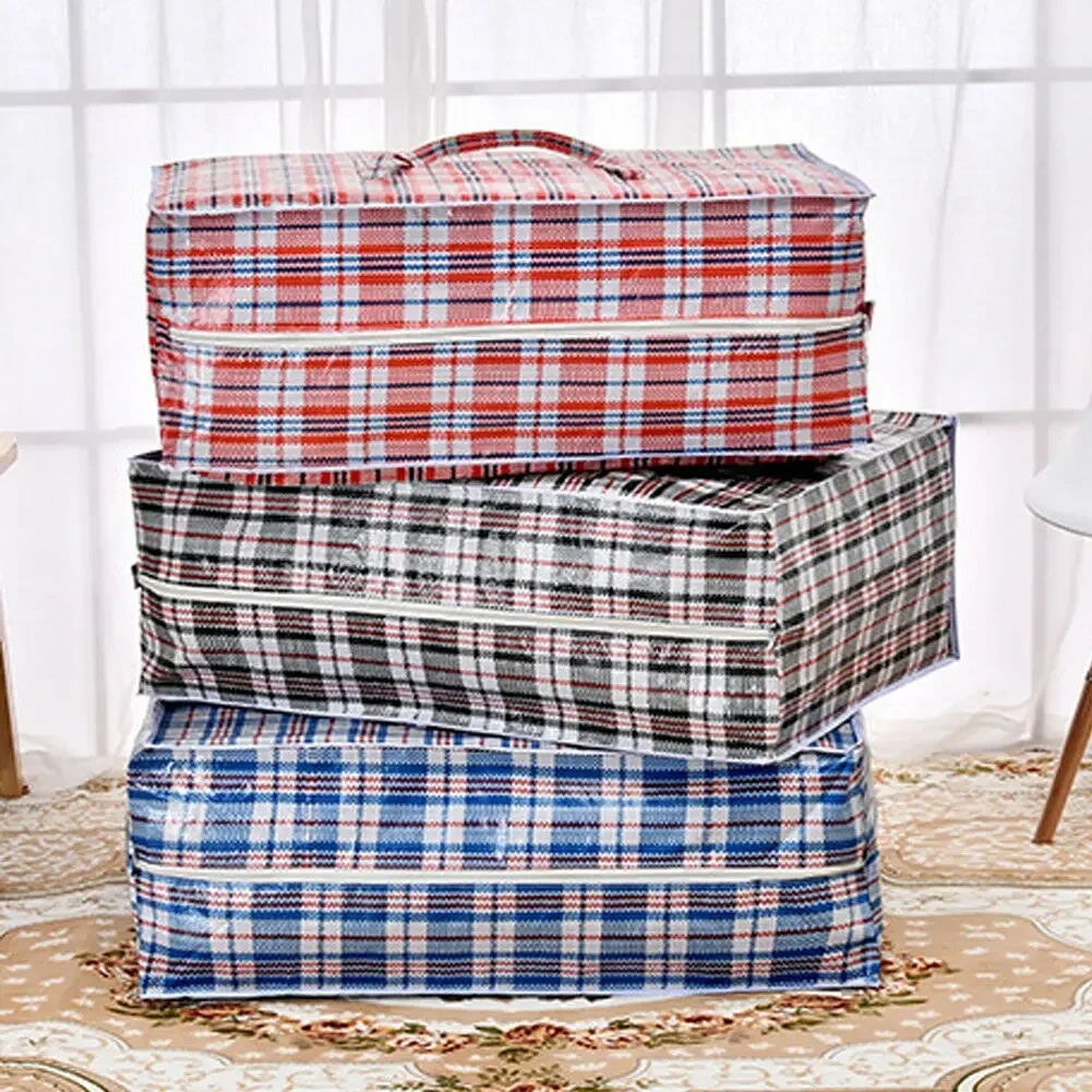 Reusable Plastic Jumbo Laundry Zipped Large Strong Shopping Home Storage Bag