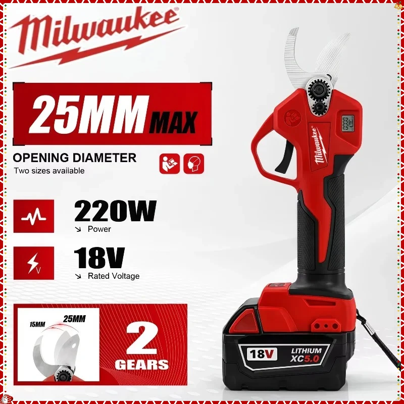 

Milwaukee Cordless scissors gardening orchard tool Brushless electric pruning shears LED display For Milwaukee Battery
