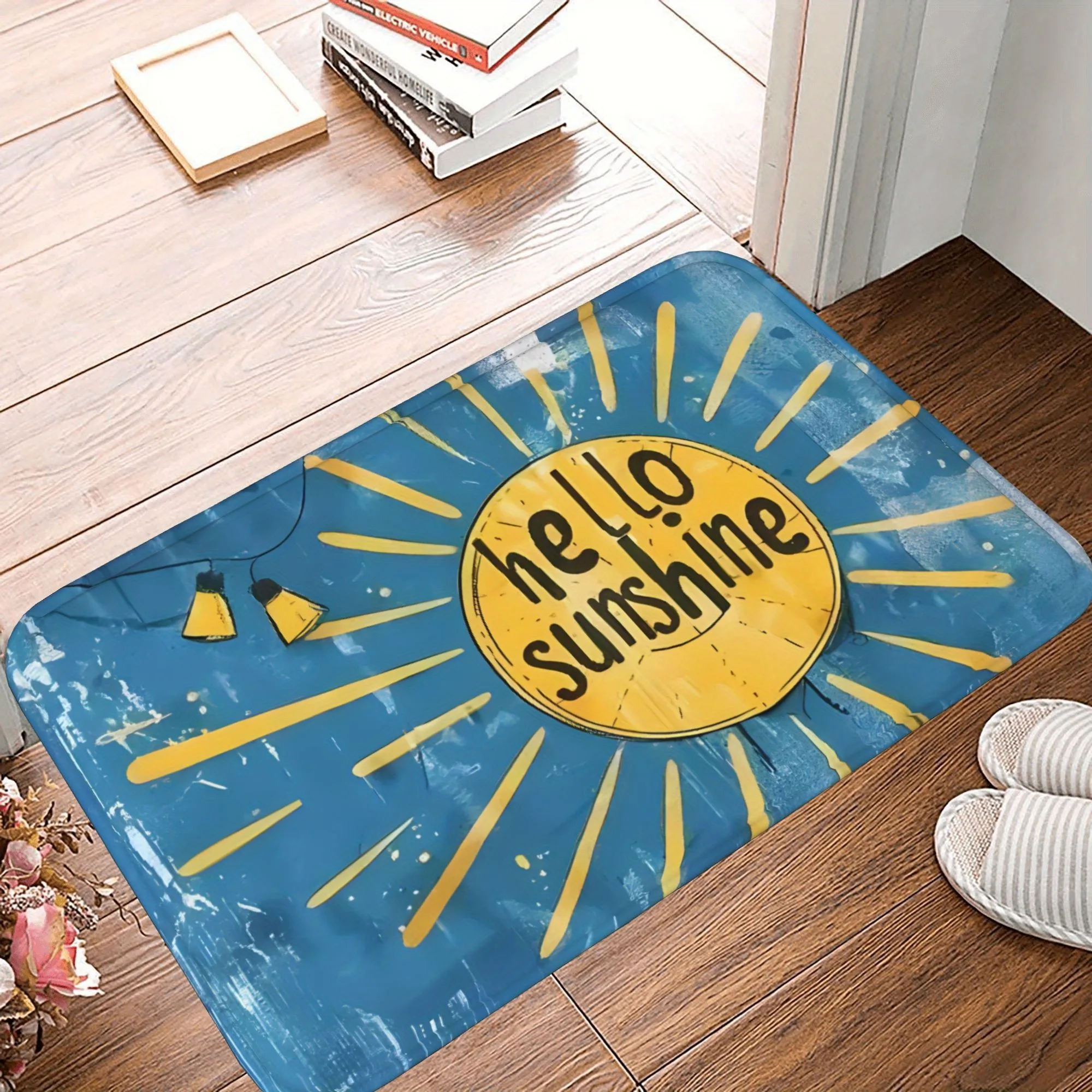 

1PC Hillo Sunshine Kitchen Rug Non-Slip Door Mat Pop design Bathroom Rug Bath Mat Carpet for Home Sink Laundry Decoreeree