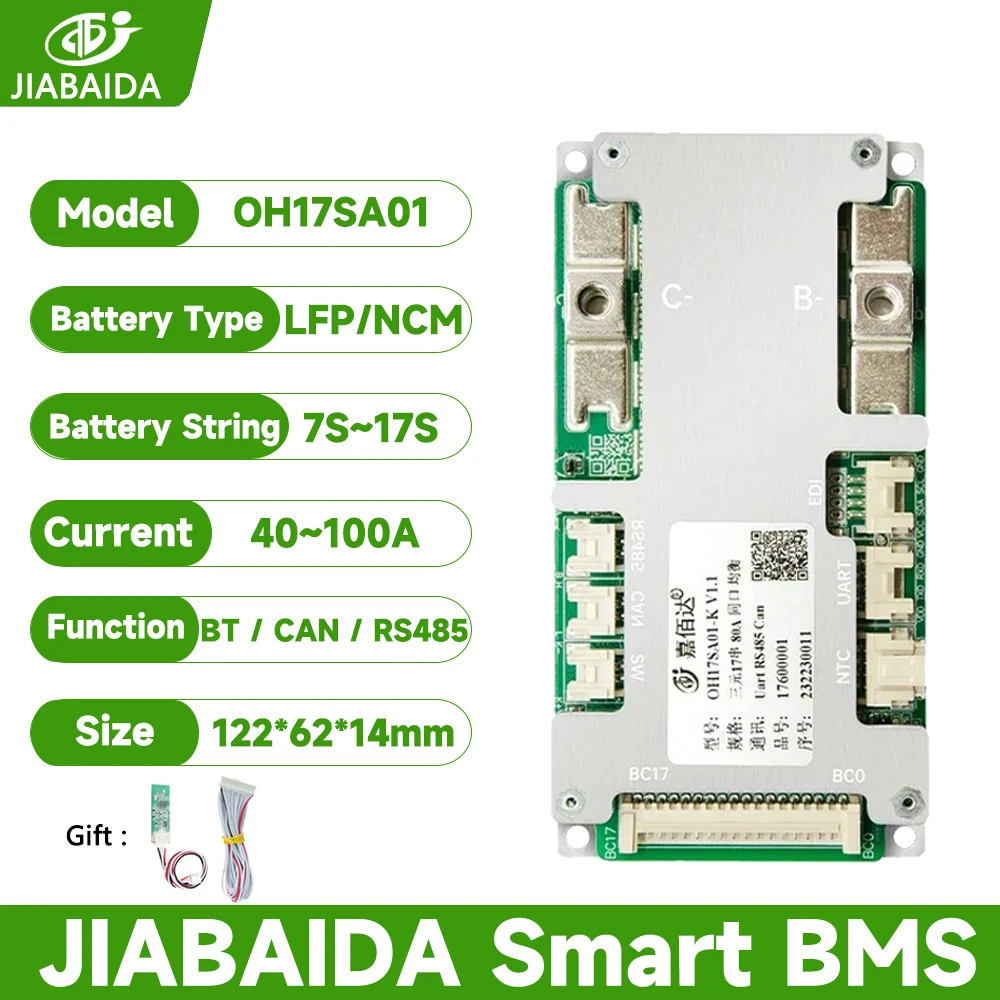 

JBD BMS LiFePo4 Li-ion 7S-17S 8S 24V 10S 12S 13S 14S 15S 16S 48v литий 50A 100A непрерывный ток JIABAIDA Smart BMS баланс