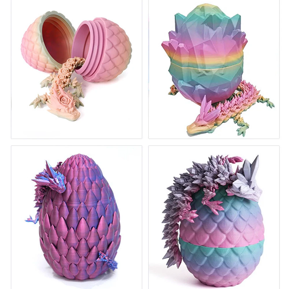 3D Printed Rose Dragon Egg Model Toys Ornament Kids Toys Multi-Jointed Realistic Animal Figures Decorative Desktop Boys Gift Toy