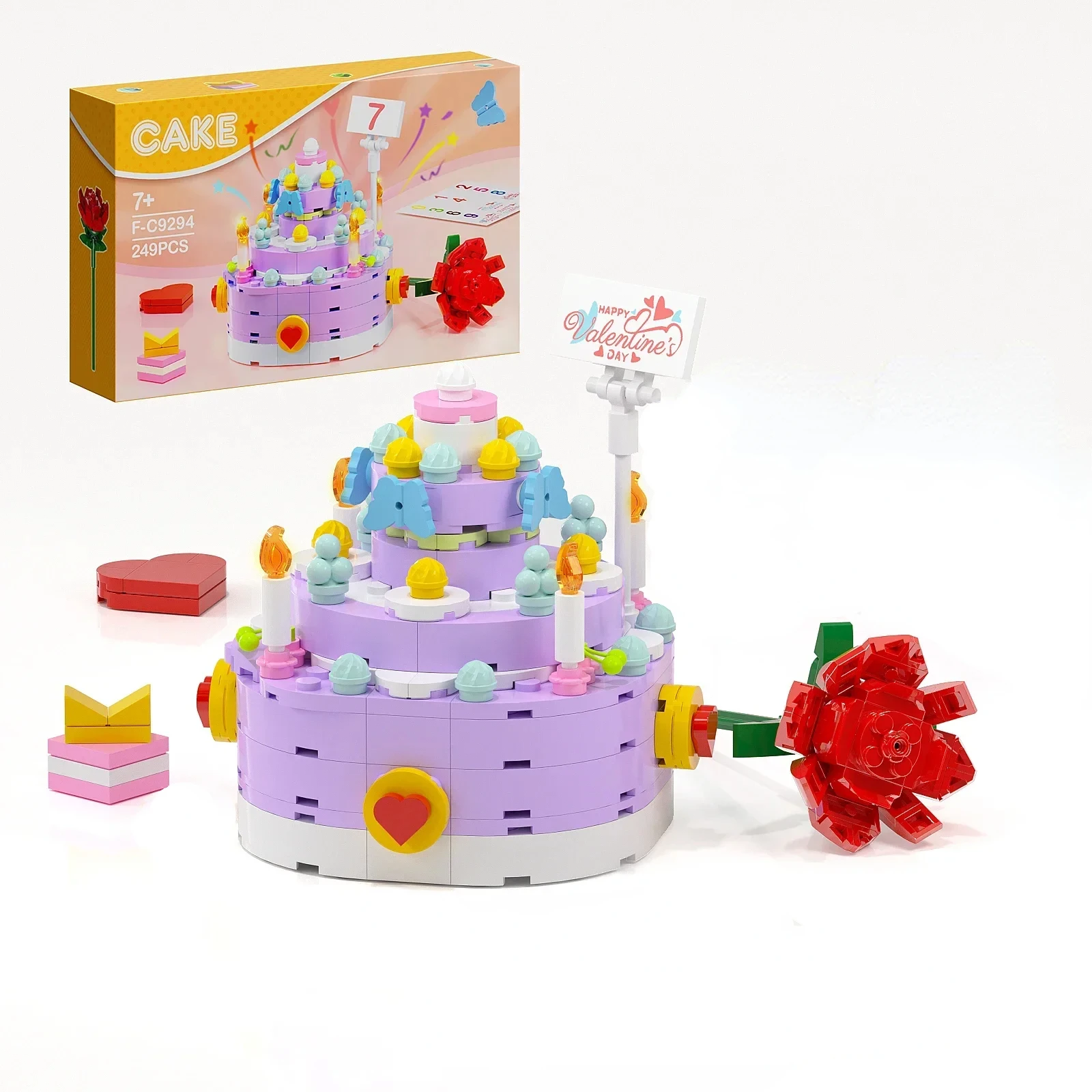 247Pcs Birthday Cake Model Kit Bricks Creative Cake Shape Decoration Toy Party Building Blocks Kids Toys for Birthday Gifts