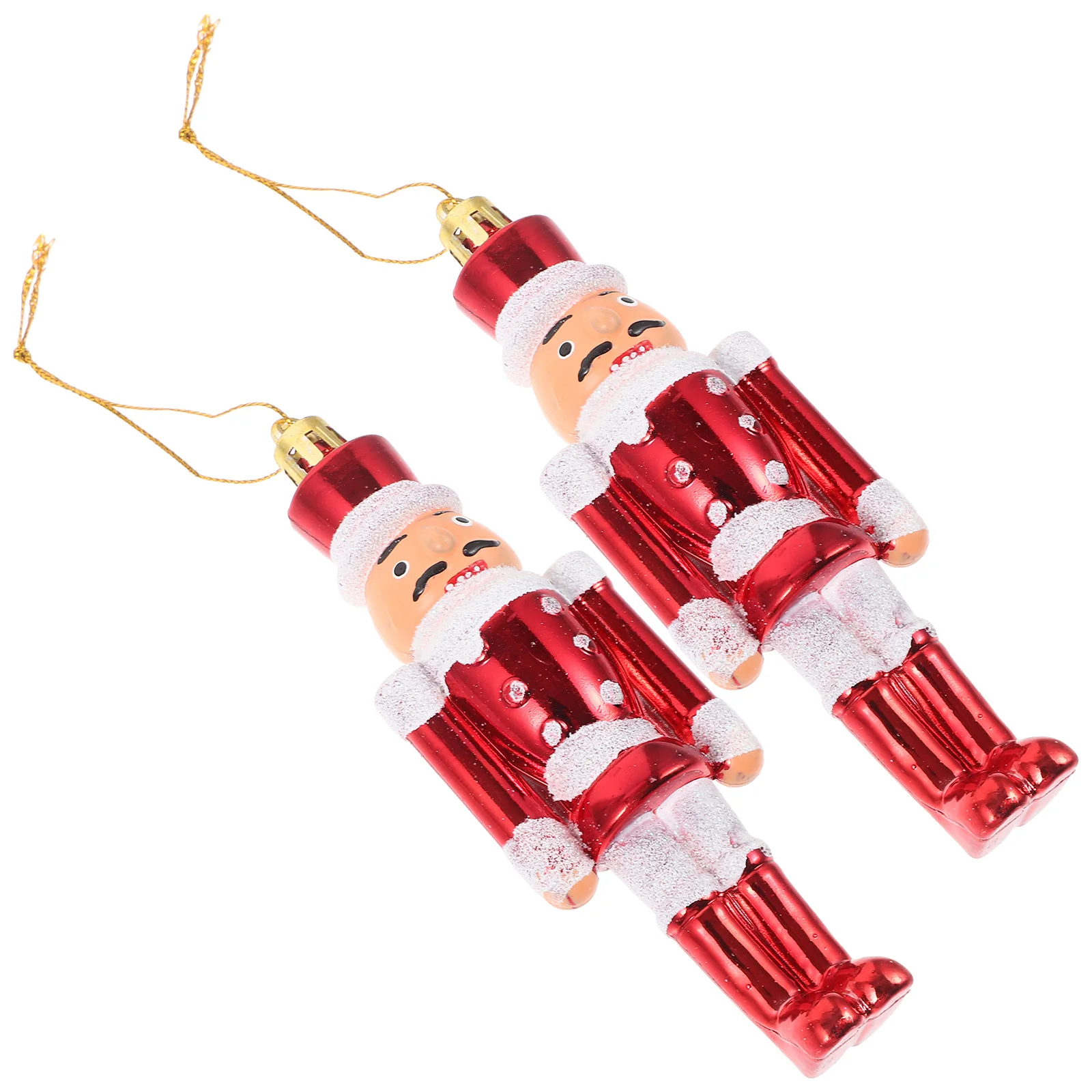 

2Pcs Hanging Nutcracker Puppets Mini Soldiers Plastic Xmas Tree Ornaments Festive Holiday Decor Cute Christmas Display Accessory