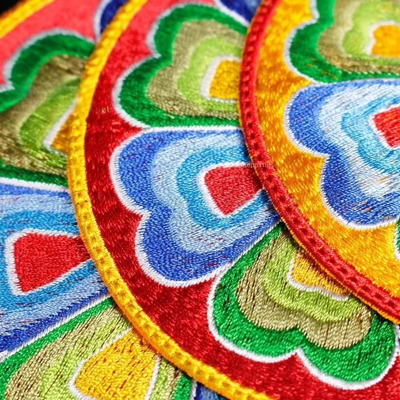 Bell Pestle/Bottle/Incense Burner/Buddha Statue Mat Full Embroidered Ritual Circular Pad/Tibetan Religious Decorative Items