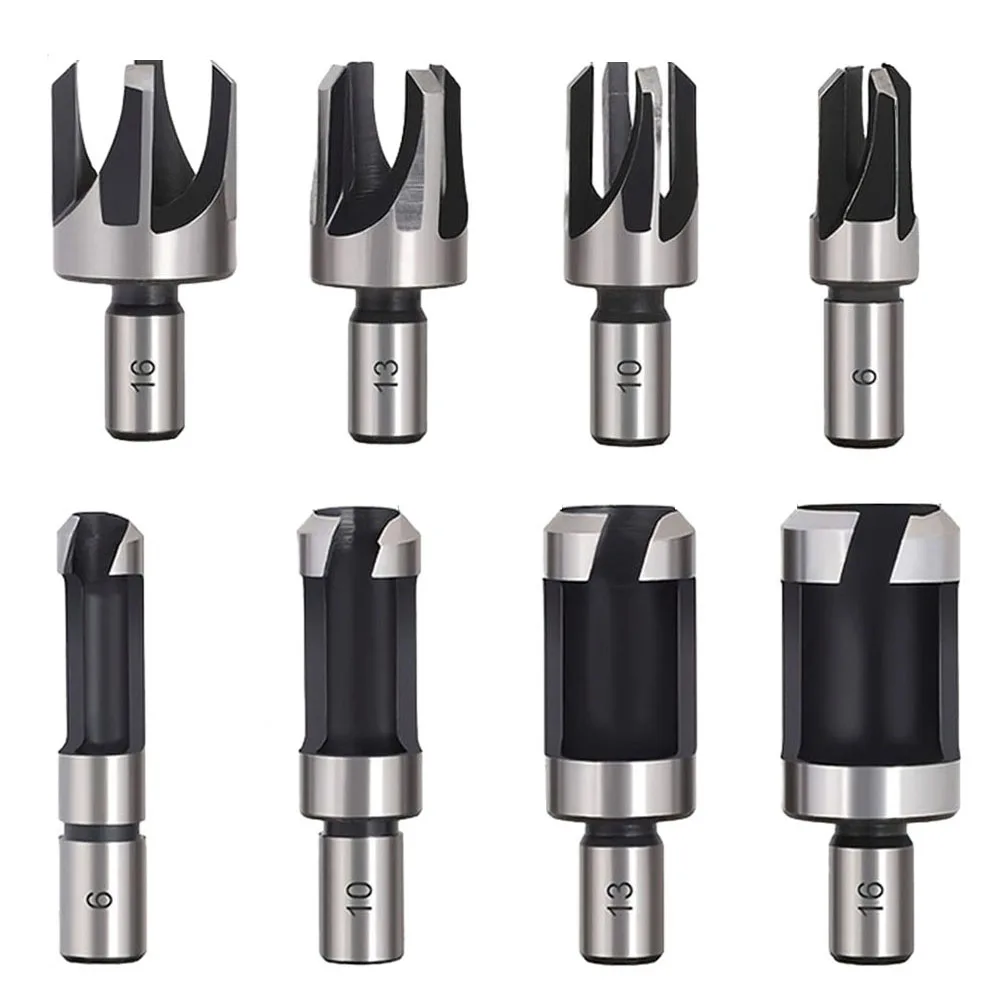 4/8pcs Wood Plug Cutter Drill Metal Round Handle Cutting Tool Drill Bit Woodworking Cork Drill Bit Plugs For Countersunk Holes