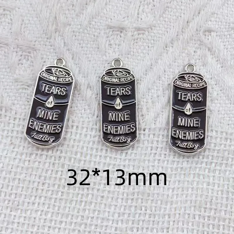 10pcs Enamel Tears Of Mine Enemies Beverage Cans Charm For Earring Bracelet Phone Chains Pendant Accessory Diy Gothic Jewelry