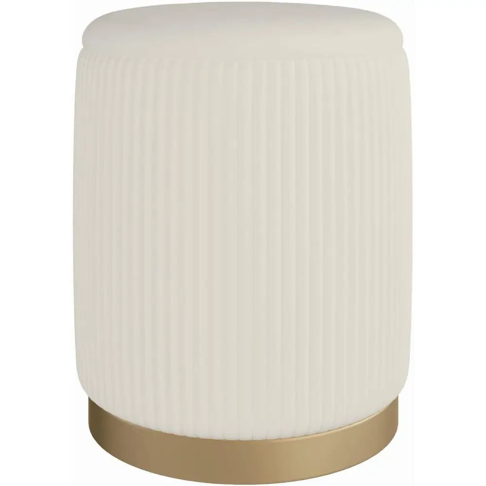 

Cersei White Velvet Vanity Ottoman with Hidden Storage, Makeup Chair or Vanity Desk, Elegant oot Rest Stool with Gold Base or Be