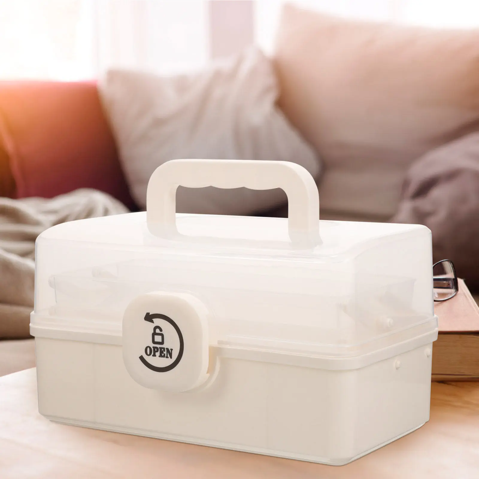 1Pcs Transparent Large Capacity Medicine Organizer Box for Home Family First Aid Kit Portable Storage Case Desktop