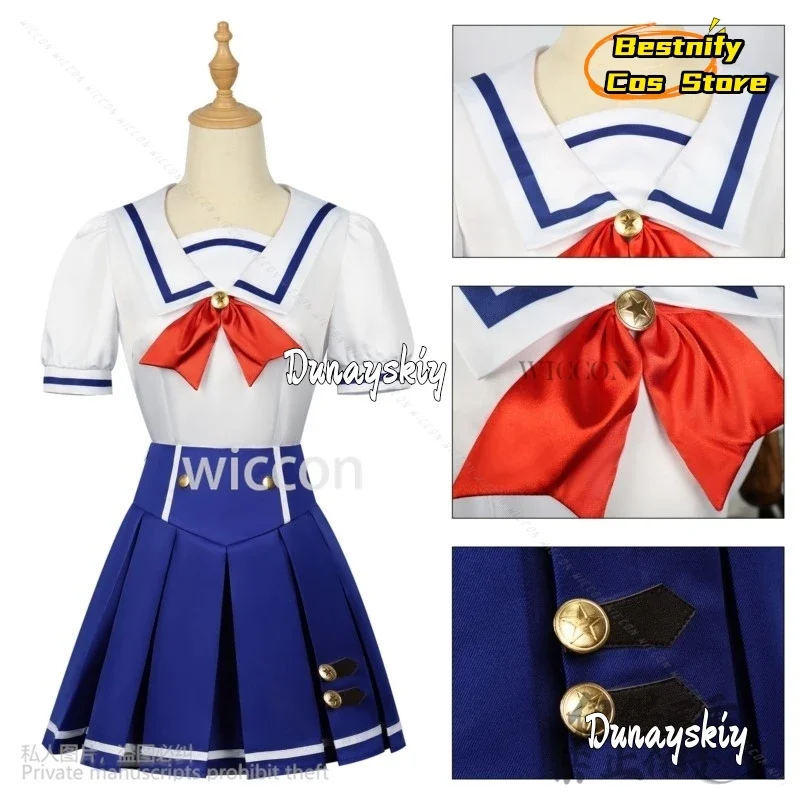CosplayHoshimiya Ichigo تأثيري Aikatsu! JK زي مدرسي الصيف الأزرق فستان لوليتا أنيمي Jirai Kei الفتيات الباروكات ل المعبود كوس مخصص