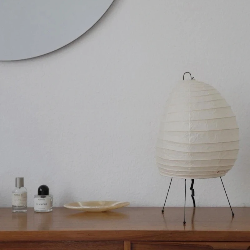 اليابانية Akari Noguchi الأرز ورقة مصباح أرضي LED وابي سابي الفن الرجعية مصمم نصف القمر ضوء ديكور المنزل غرفة نوم المعيشة السرير #6