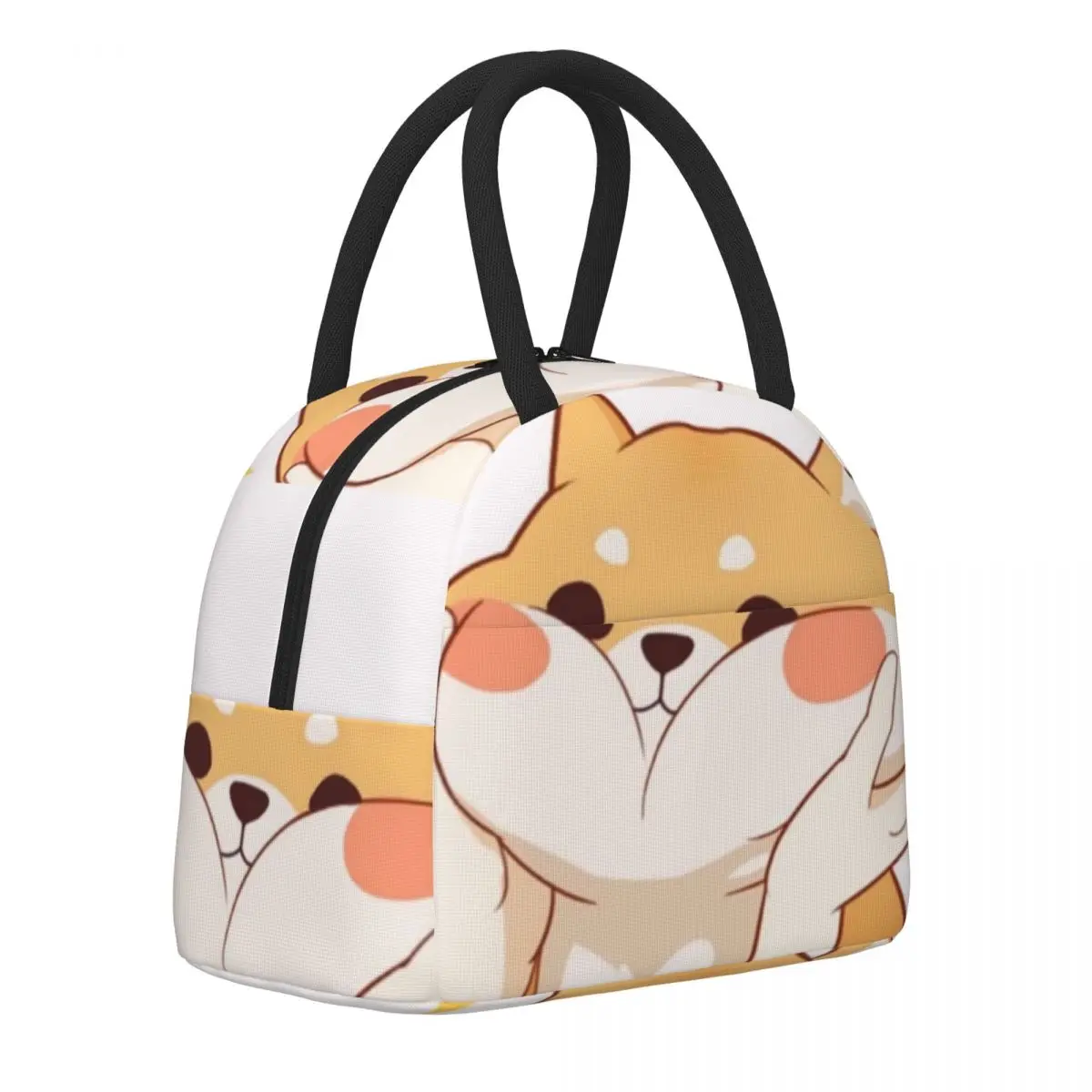 

Kawaii Chibi Shiba Inu Lunch Bag Holding Face Cute Dog Lunch Box Picnic Custom Cooler Bag Aesthetic Oxford Thermal Tote Handbags