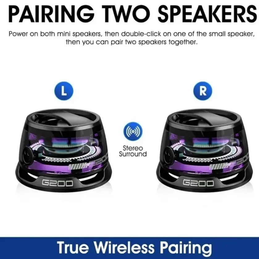 

XIKCU Портативная Bluetooth-колонка G200 RGB с подсветкой Магнитный динамик BT5.0 Мини-звуковая коробка 7-часовое воспроизведение Держатель для телефона