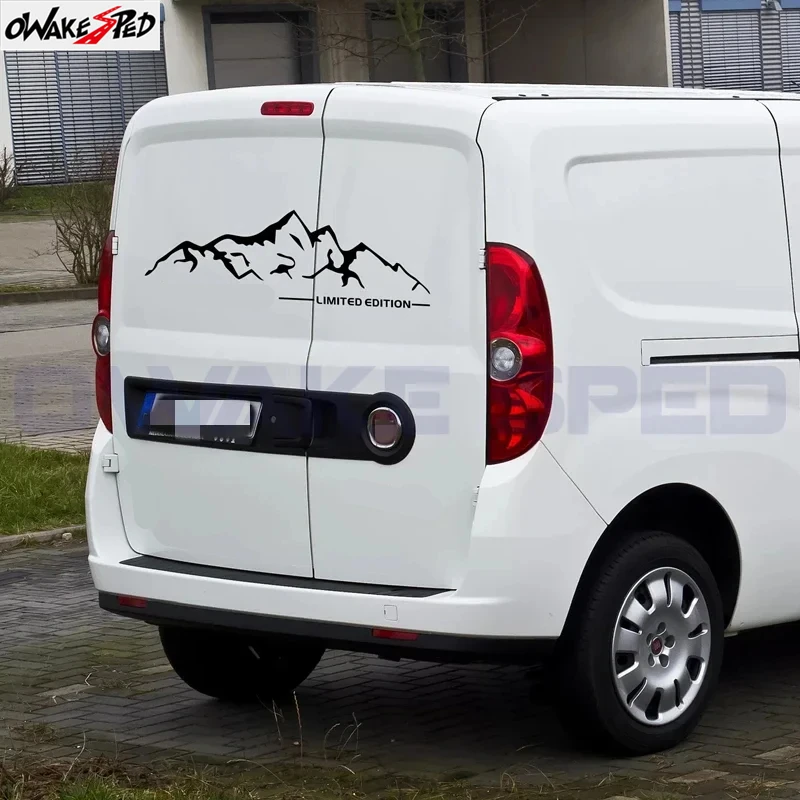 1Pcs Car Body Trunk Cover Decor Sticker For Fiat Doblo Cargo Maxi Camper Van Mountain Graphic Vinyl Decal Limited Edition Stripe