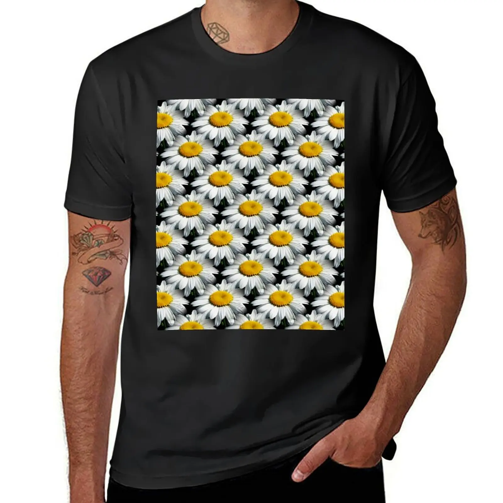 

Stunning White Shasta Daisy Seamless Pattern T-Shirt for a boy plus sizes mens t shirts pack