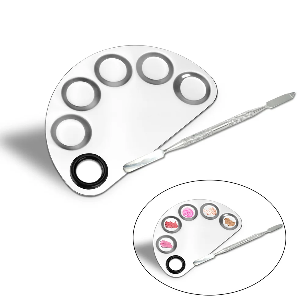 

2 Pcs Stainless Steel Palette Nail Art Nail-art Manicure Artist Tool Shape Makeup