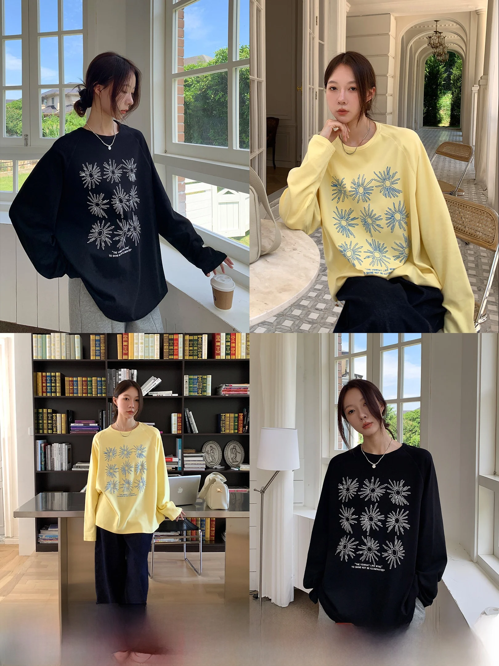 

Свободная длинная футболка Sve с принтом Suower, базовый слой, женская корейская футболка из смеси хлопка, впитывающая пот круглая футболка Ne