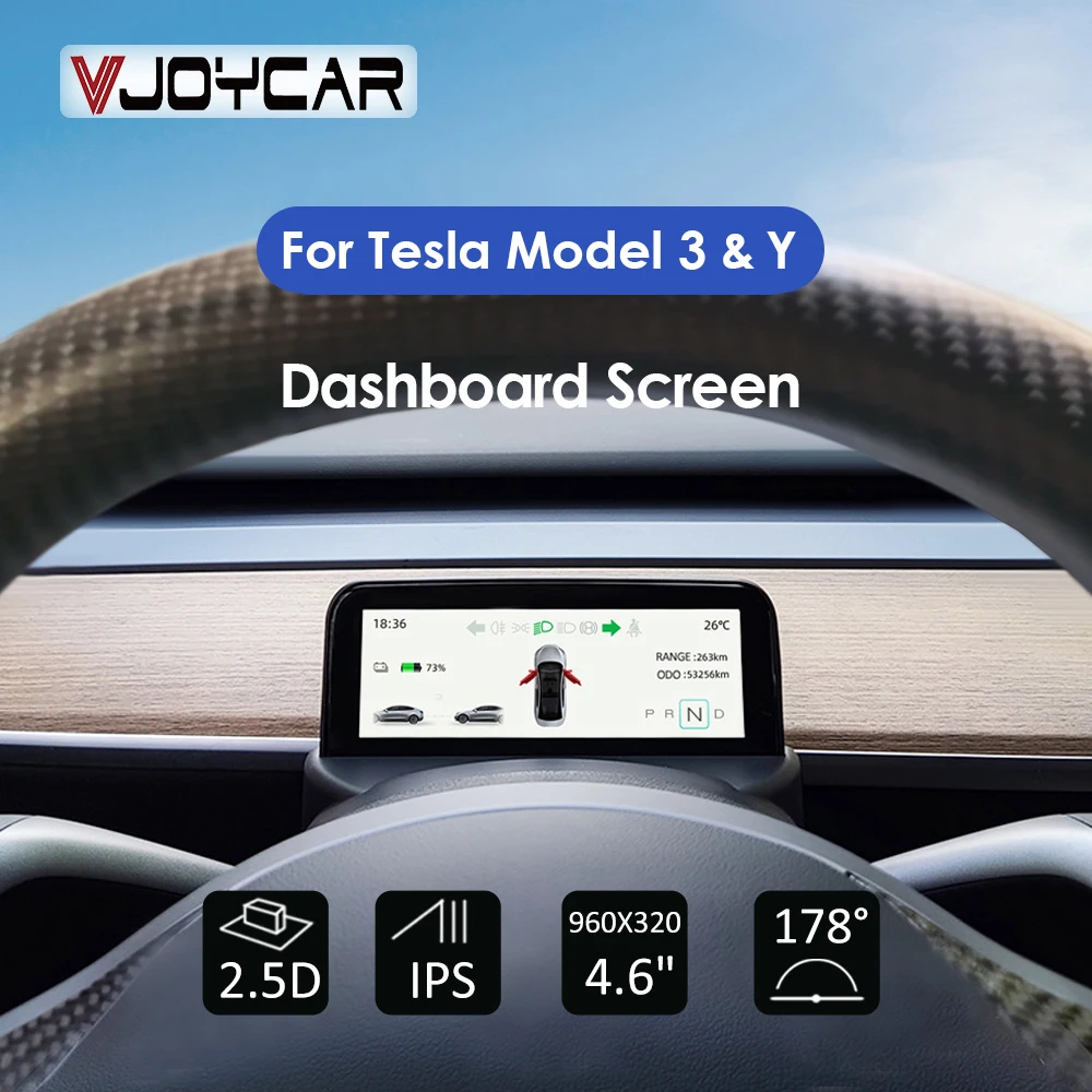 Vjoycar HUD Smart Meter for Tesla Model 3/Y Dashboard IPS Display for Tesla Car Gear Speedometer Software Upgrade Accessories