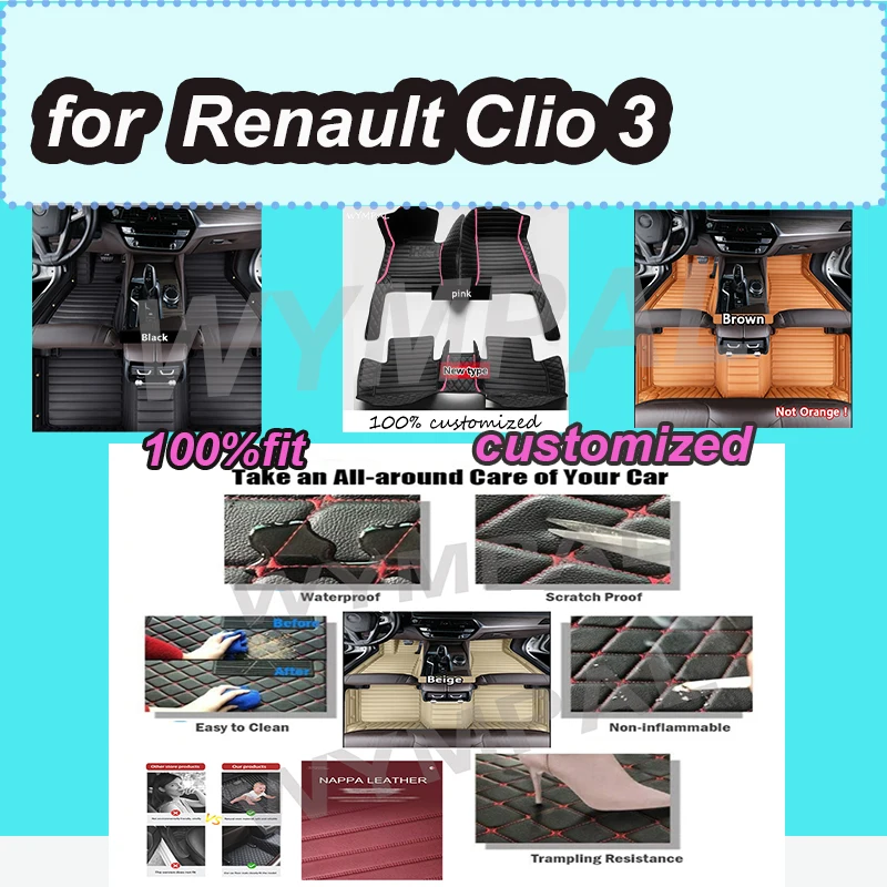 

Роскошные автомобильные коврики на заказ для Renault Clio 3 2006, 2007, 2008, 2009,