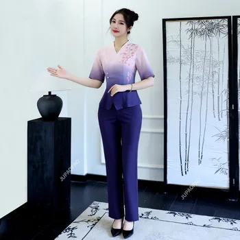 2024 sonbahar/kış yeni ayak tedavisi teknisyen iş elbiseleri kadın tarzı güzellik salonu sağlık merkezi kulak toplama SPA seti S-4XL