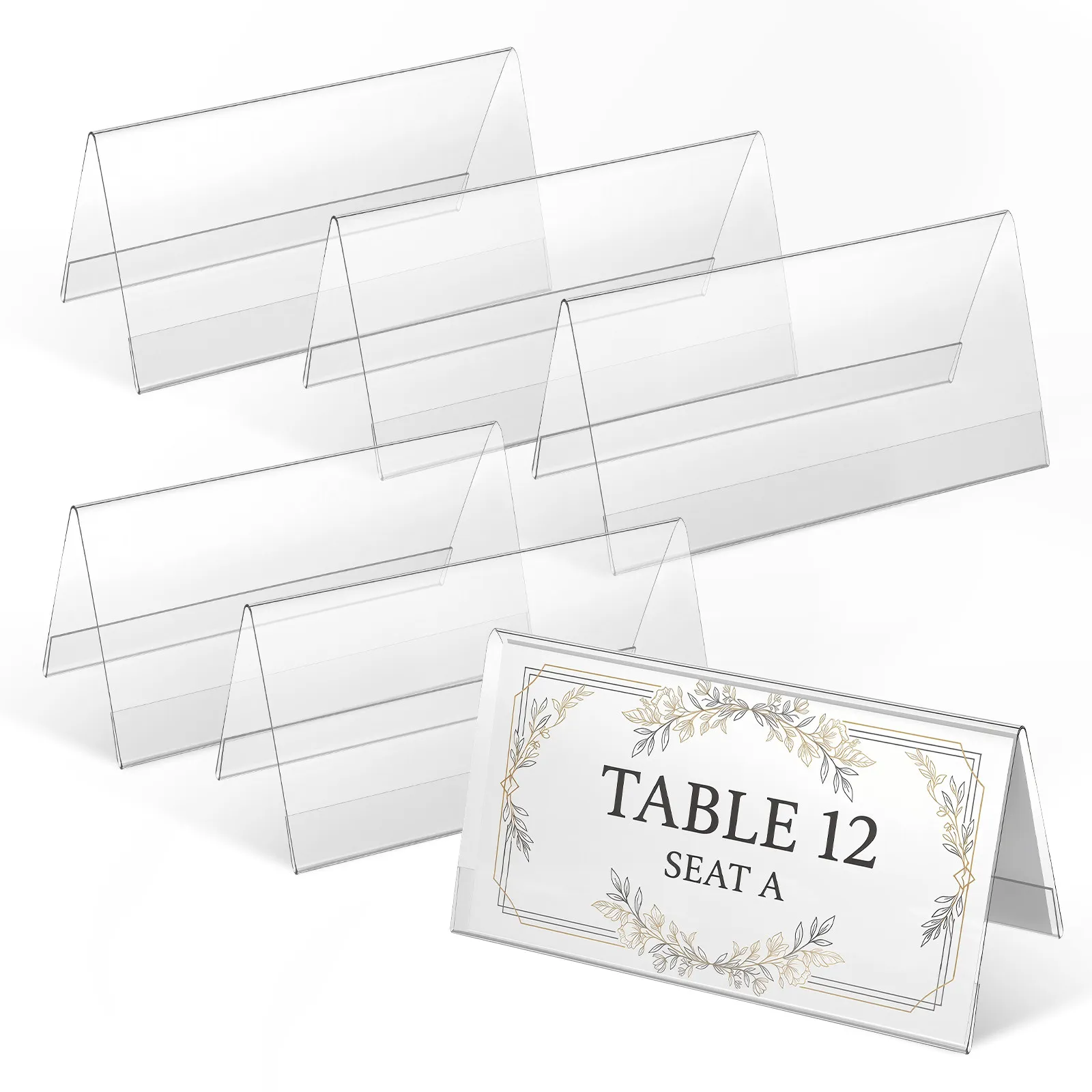 6Pcs Acrylic Seat Cards Premium Rounded Edge Wedding Table Signs Reusable Desk Name Plates for Restaurant Cash Counter