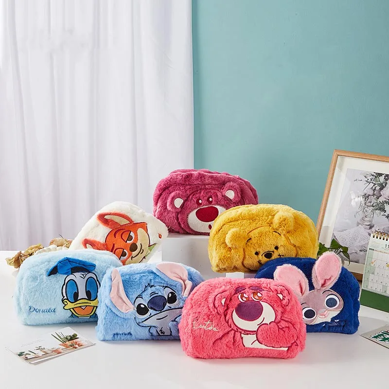 

Милая мультяшная плюшевая косметичка Kawaii Stitch, большая вместительная плюшевая портативная уличная сумка для хранения косметики