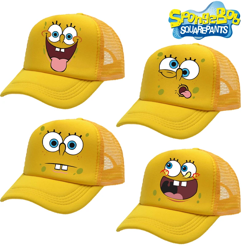 New Spongebob Children Baseball Caps Kawaii Cartoon Printed Hat Boys Girls Casual Sun Hat Adjustable Peaked Cap Birthday Gifts