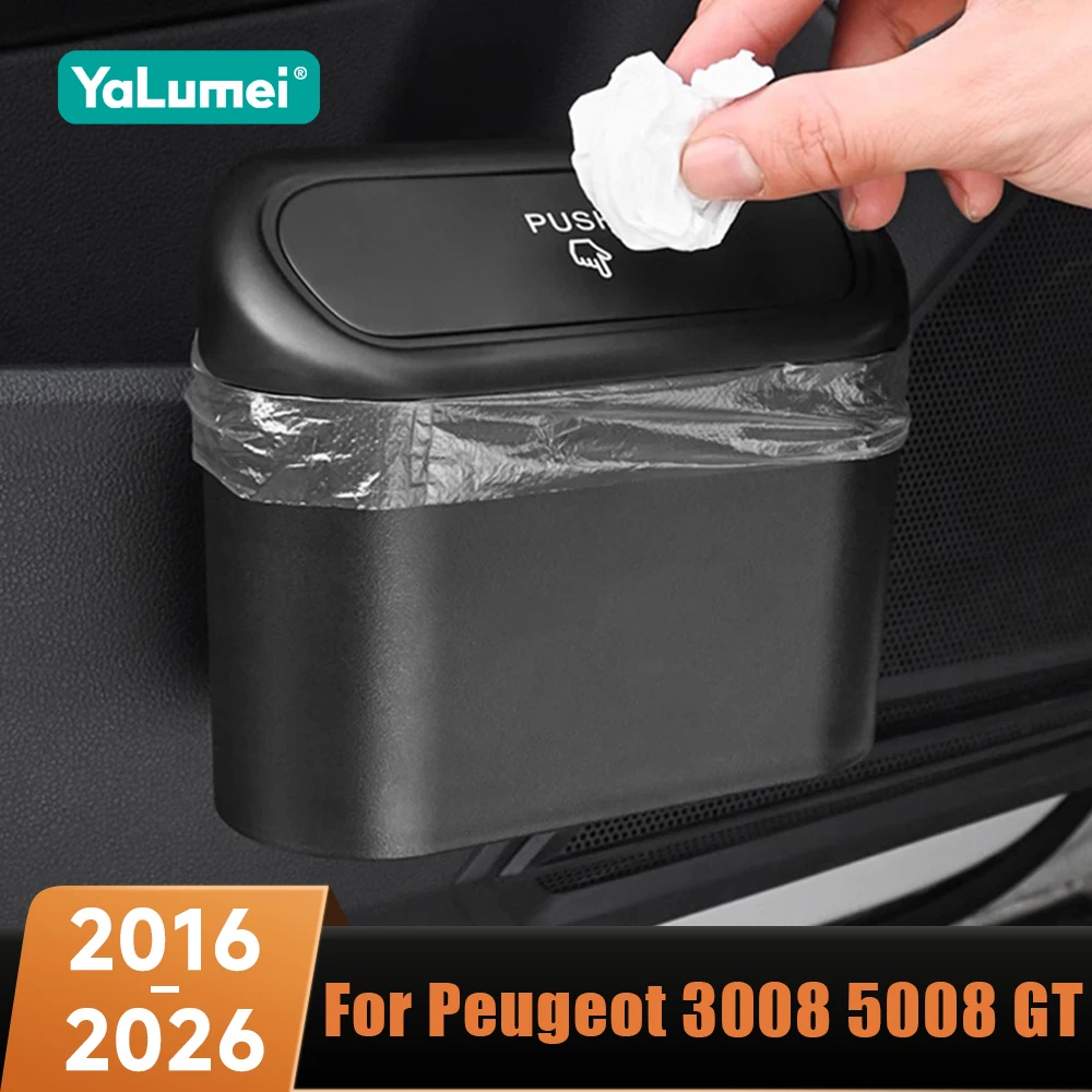 Hängender Auto-Mülleimer mit Deckel, ABS-Zubehör für Peugeot 3008 5008 GT 2016 2017 2018 2019 2020 2021 2022 2023 2024 2025 2026