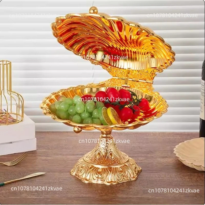 Fruit Plate,Golden Alloy Exquisite  Tall Feet Tray,Food Snack Candy Disc,Wedding Desktop Decoration