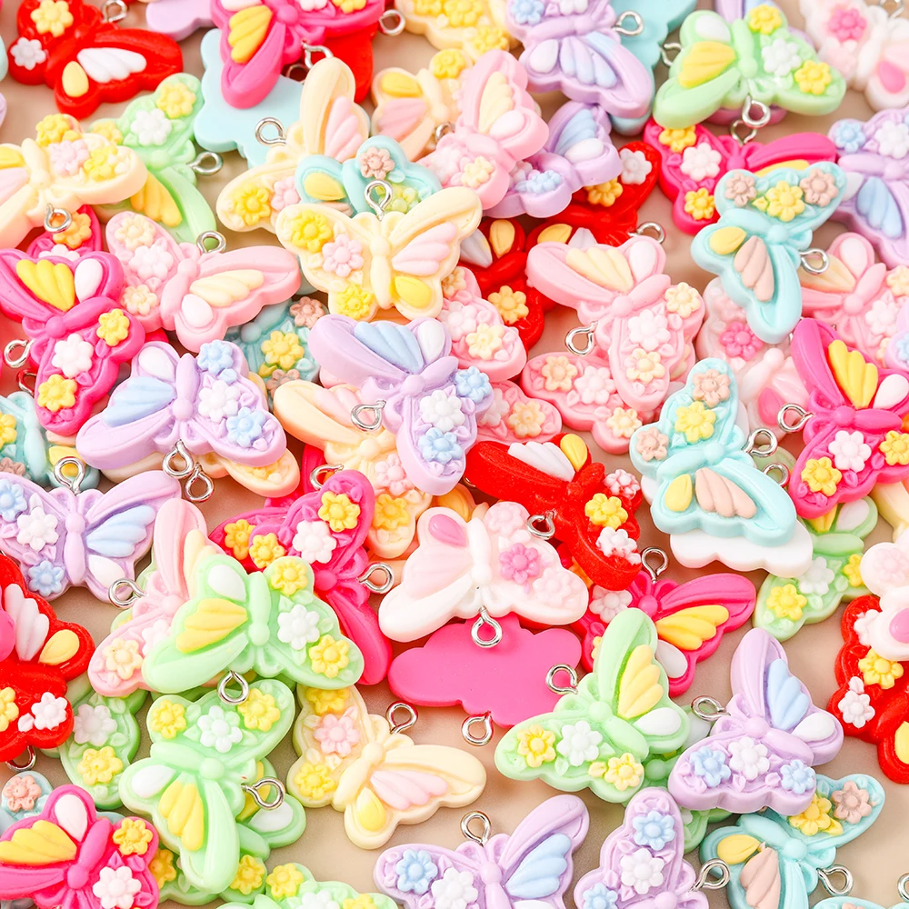 

Leslie 10Pcs Resin Funny Butterfly Charms for DIY Cute Drop Earrings Bracelet Jewelry Keychain Pendants Handmade Craft