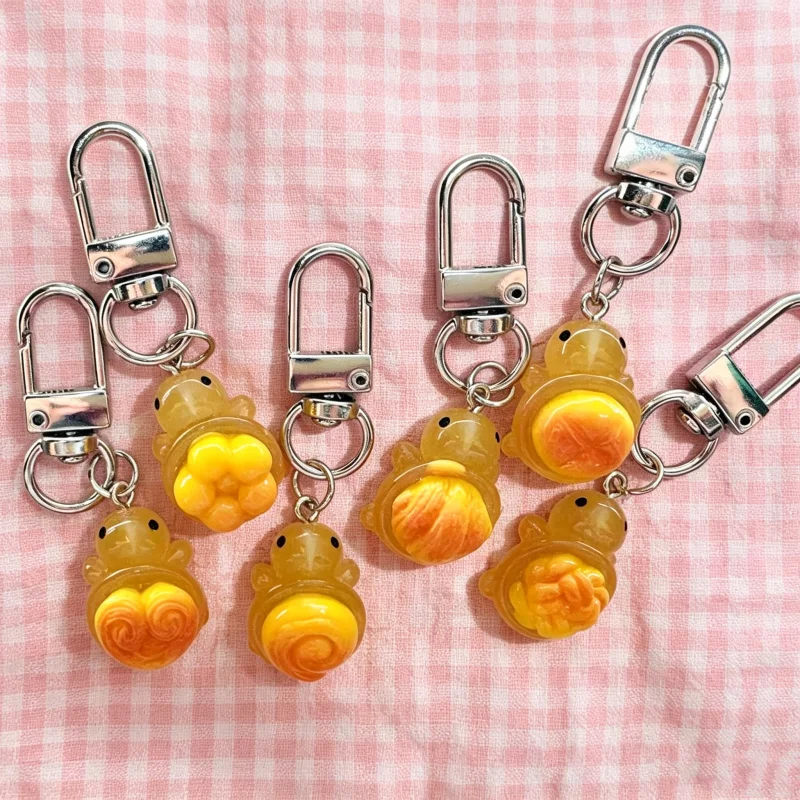 6pcs Pineapple Bun Turtle Korean Cute Mini Dropping Gum Vintage CCD Phone Chain Pendant Guben Camera Pendant