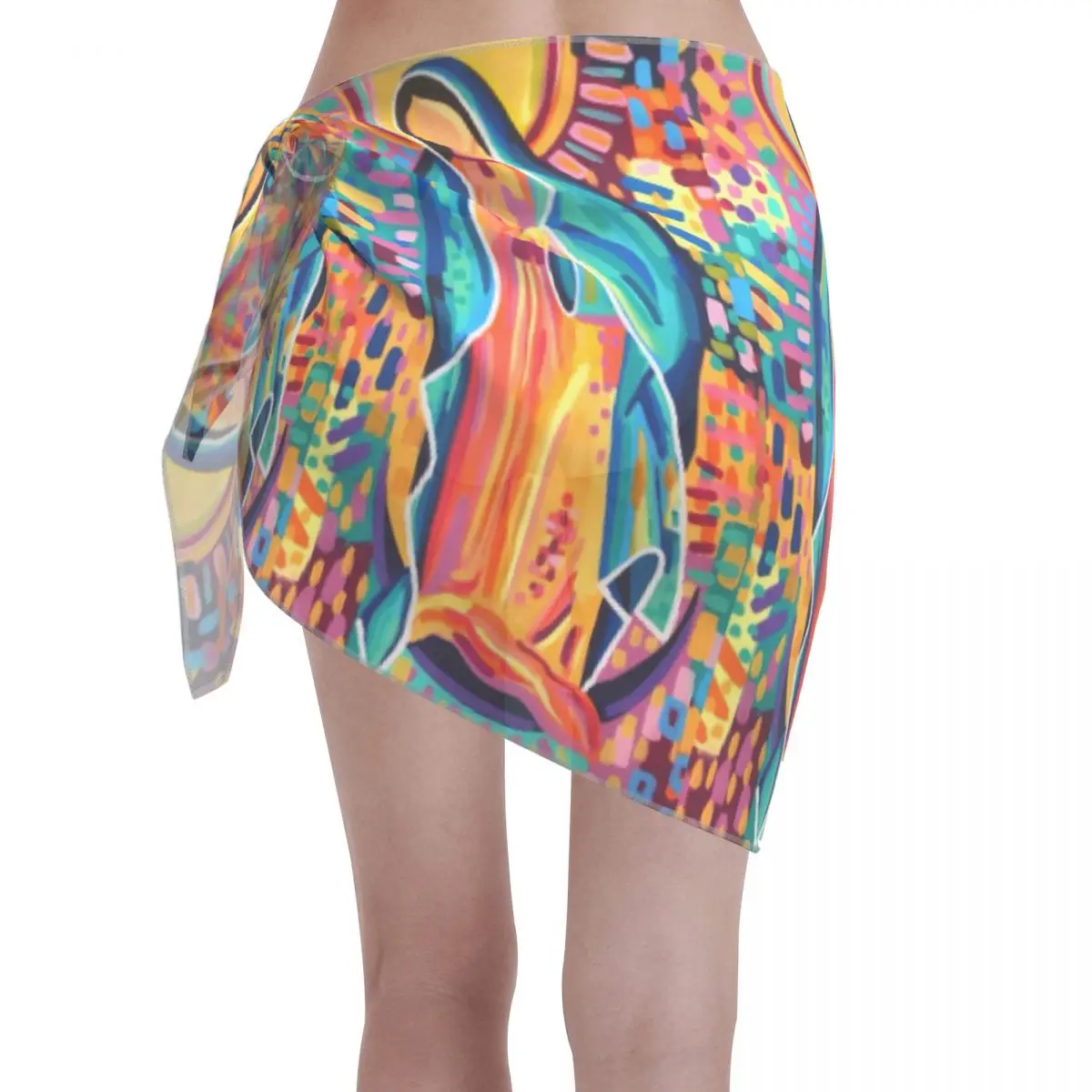 Sarongs courts personnalisés pour femmes, enveloppe de plage, imprimé vierge marie en 3D, pour maillots de bain, robes portefeuille pour Bikini, Cover-up pour maillot de bain