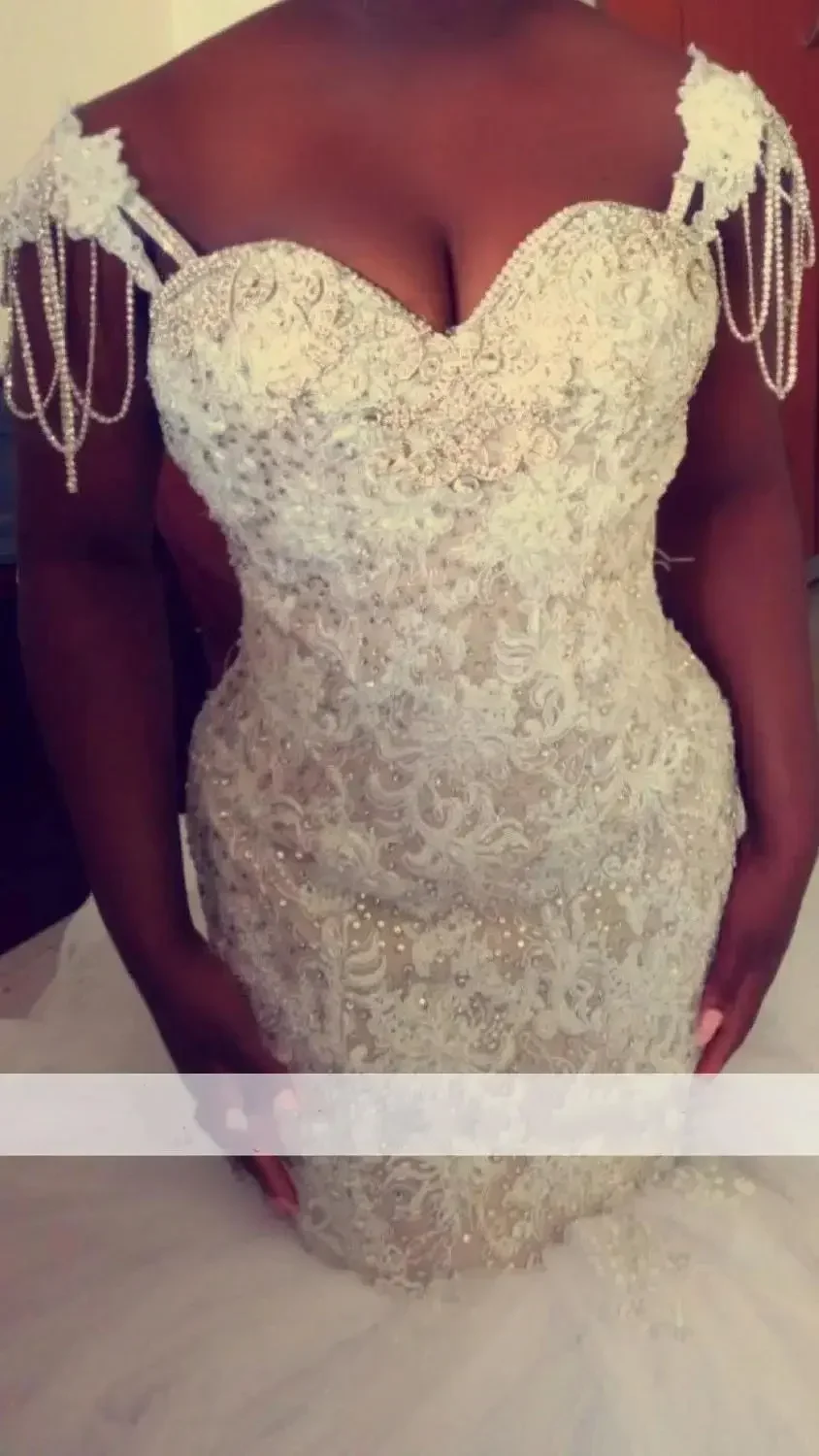 사용자 정의 남아프리카 레이스 Vestido De No 인어 웨딩 드레스 Vestido De Casamento 오프 숄더 백리스 신부 가운