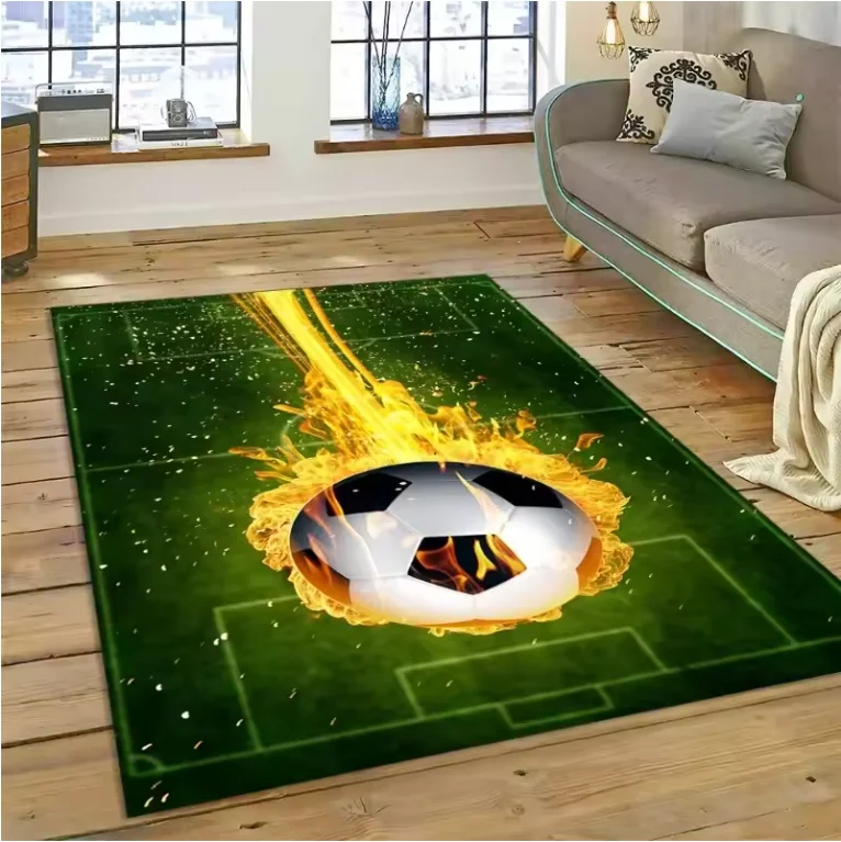 Living Room Rug Vibrant Football Theme Doormat Non-slip Soft Easy-to-clean Soccer Culture Enthusiast Dream Home Decor Mat