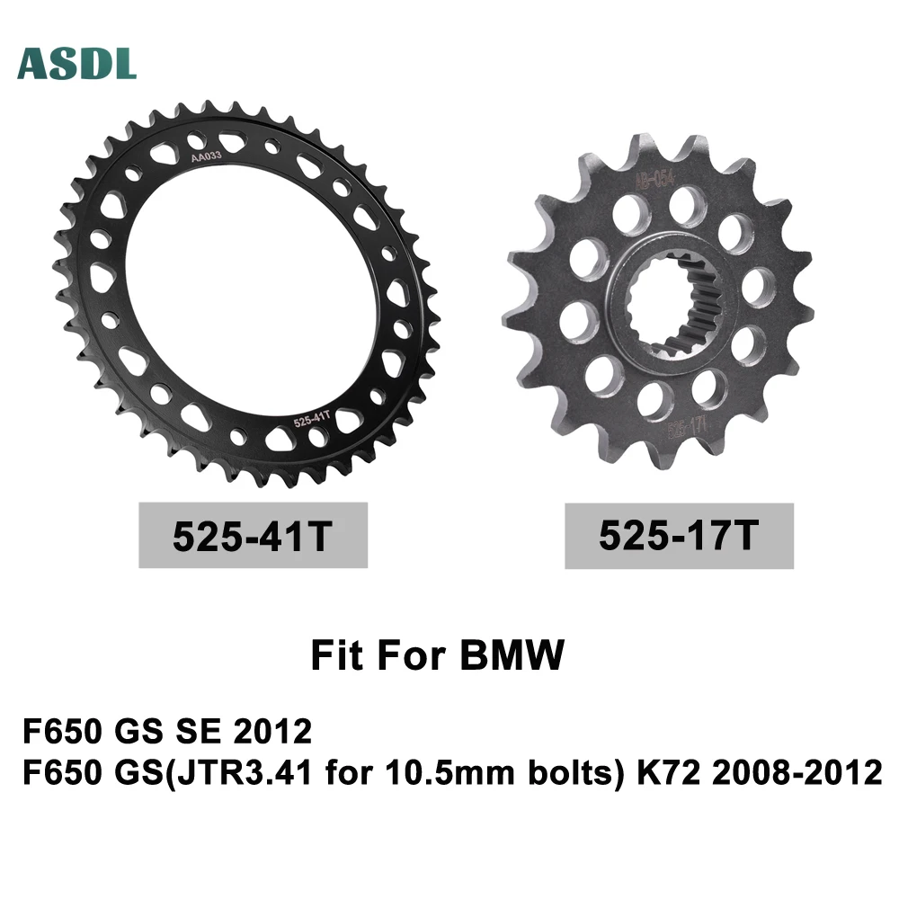 Motorcycle 525 Chain 41T 17T Front Sprocket and Rear Sprocket Chain Wheel for BMW F650 GS SE 2012 F650GS K72 2008 2009-2012