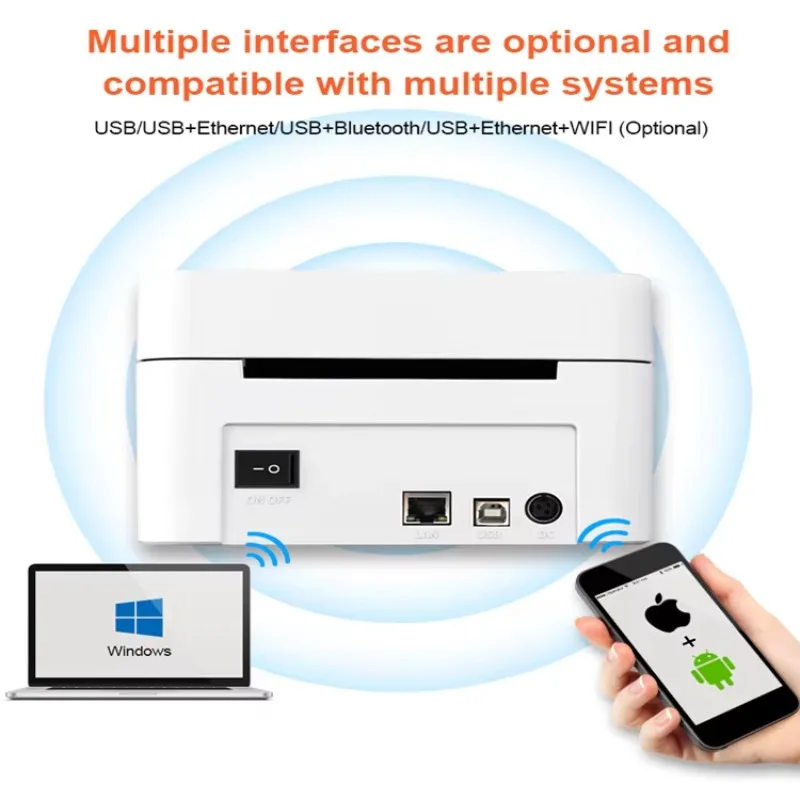 Desktop Usb Wireless  4x6 Adhesive Thermal Printer 4inch Roll Usb  Shipping Ecommerce Label Printer