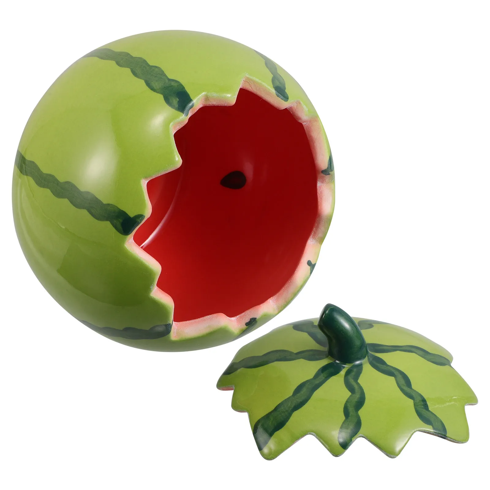Ceramic Watermelon Bowl Lid Versatile for Ramen Soup Rice Pudding Cake Dessert Fruits Nuts Snacks Summer Party