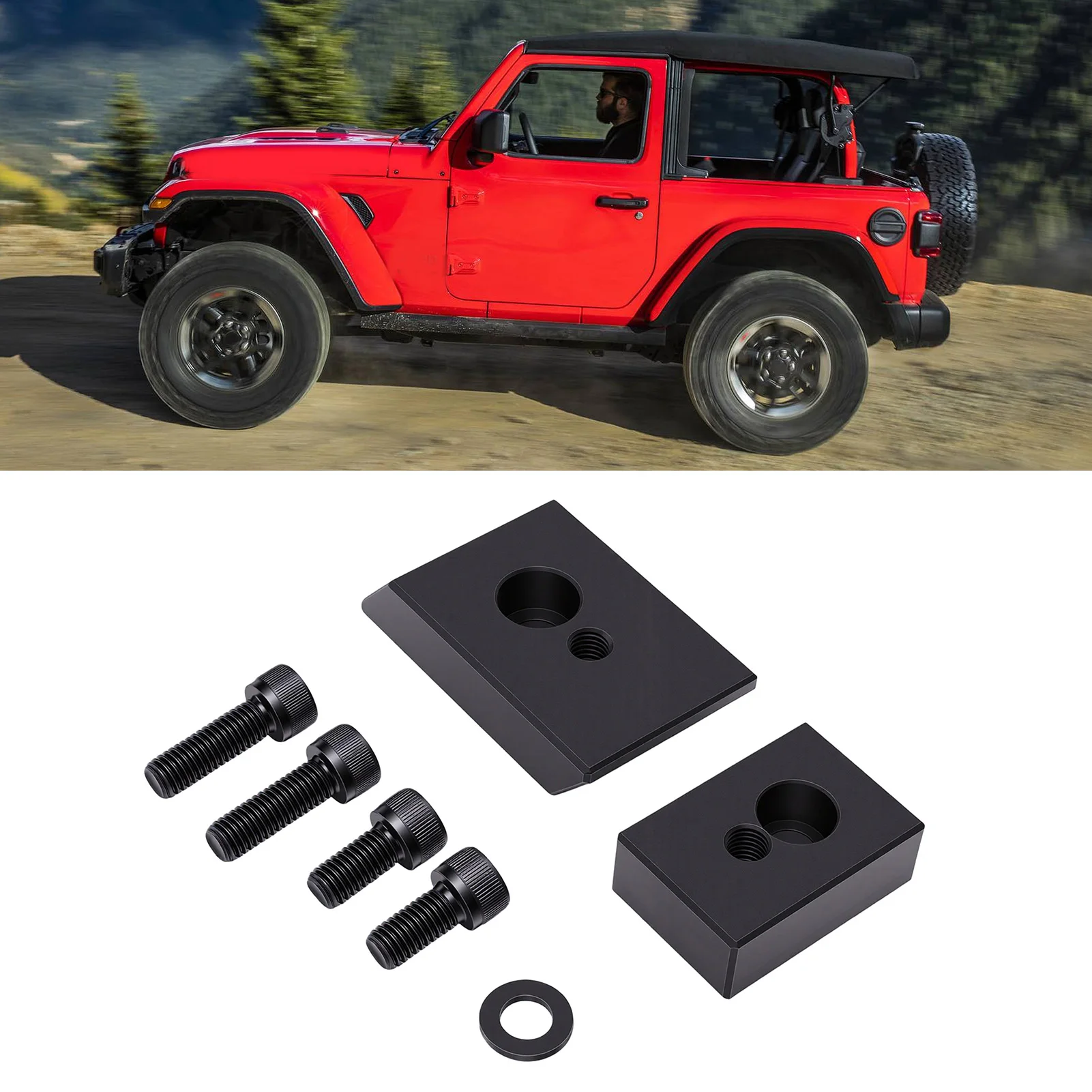 Front Seat Riser Spacer Kit Aluminum Seat Recline Kit Replacement for Jeep Wrangler JL JLU 2018 and Later Fixed 3/4in Blocks