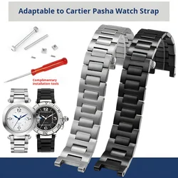 High quality Stainless steel watch strap For Cartier PASHA watchband men stainless steel bracelet 22-14mm 20-12 notch Free screw