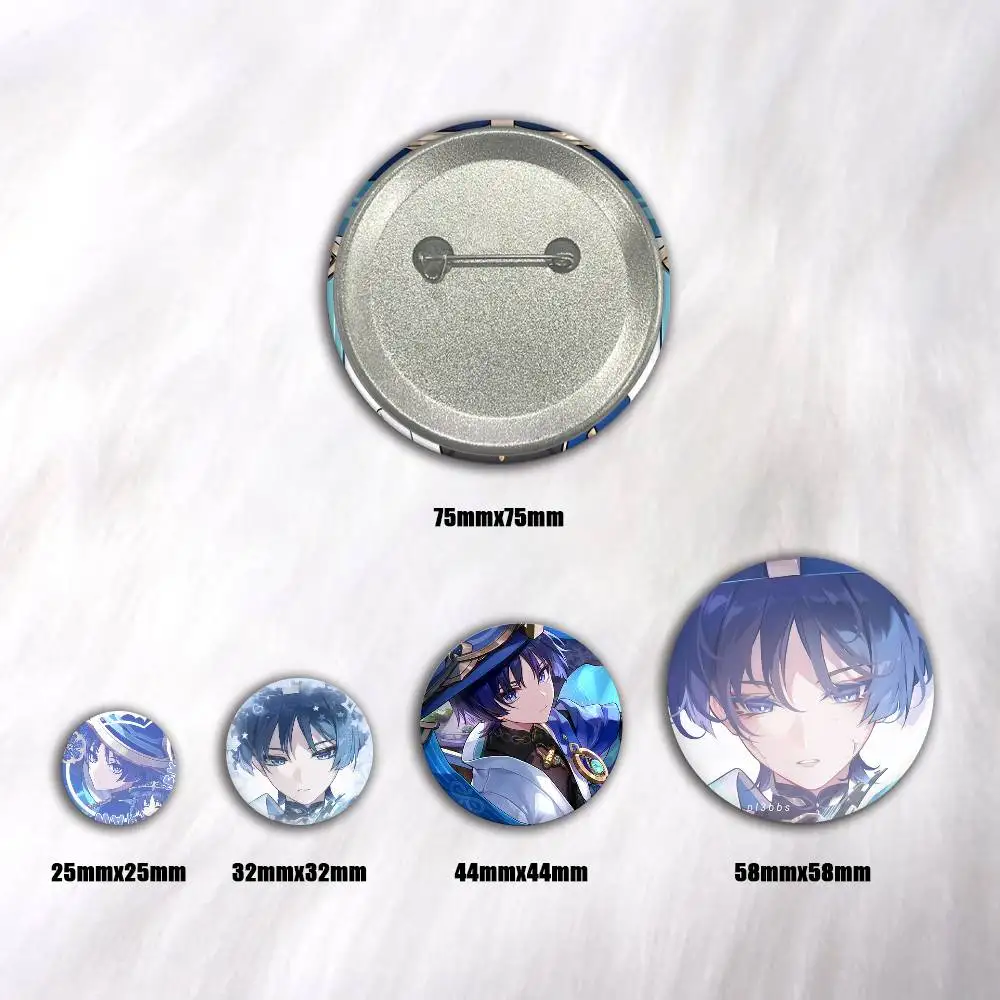 A-Wanderer Genshin Snap-in Pins Cartoon Character Round Creative Brooches For Backpack Accessories Jewelry Gifts