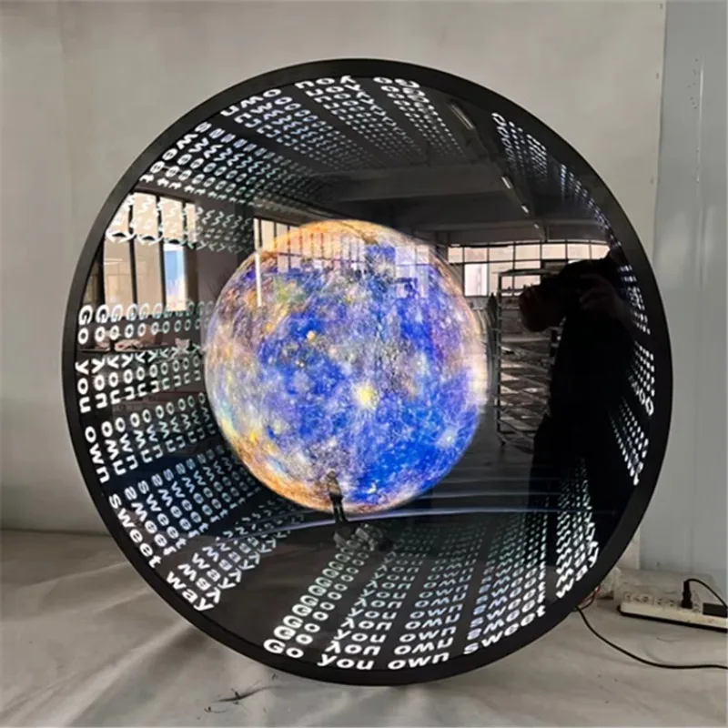 Customized LED 3D Acrylic Neon Infinity Mirror Decorative Abyss Office Wall Art view 4