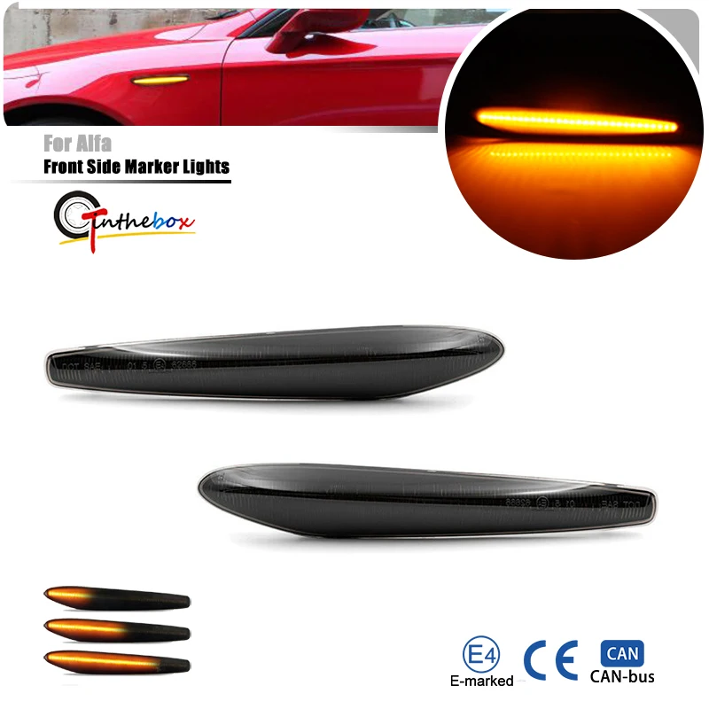 Car Front Fender Side Marker Lights Amber Dynamic LED Turn Signal Blinker Lights For Alfa Romeo Boera Spider 159 Sportwagon 939