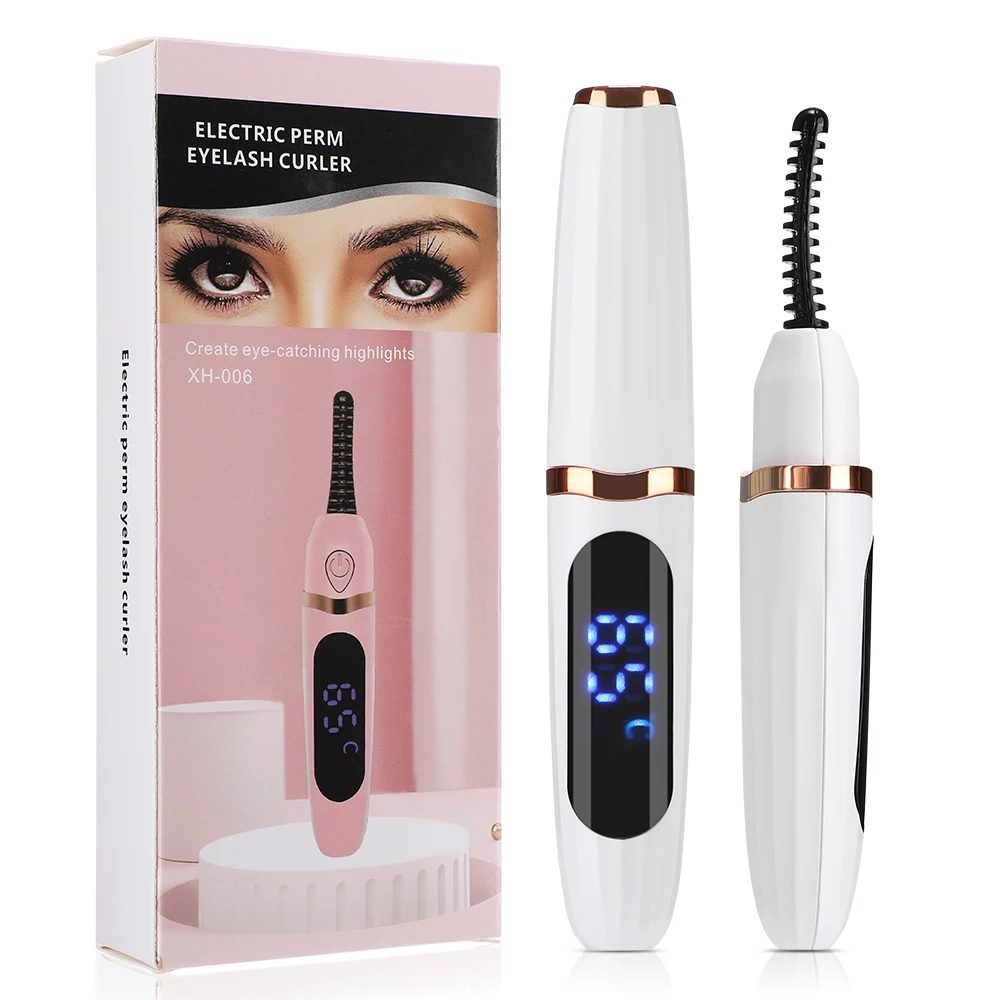 Electric Heated Eyelash Curler Beauty Heat Up Quickly Long-lasting Styling Makeup Natural Eyelash Curler USB Rechargeable