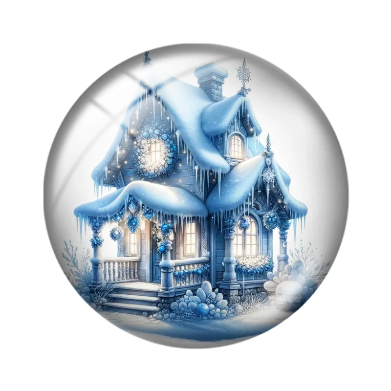 Xmas Fairy House 10pcs 12mm/16mm/18mm/25mm Round Photo Glass Cabochon Demo Flat Back Making findings