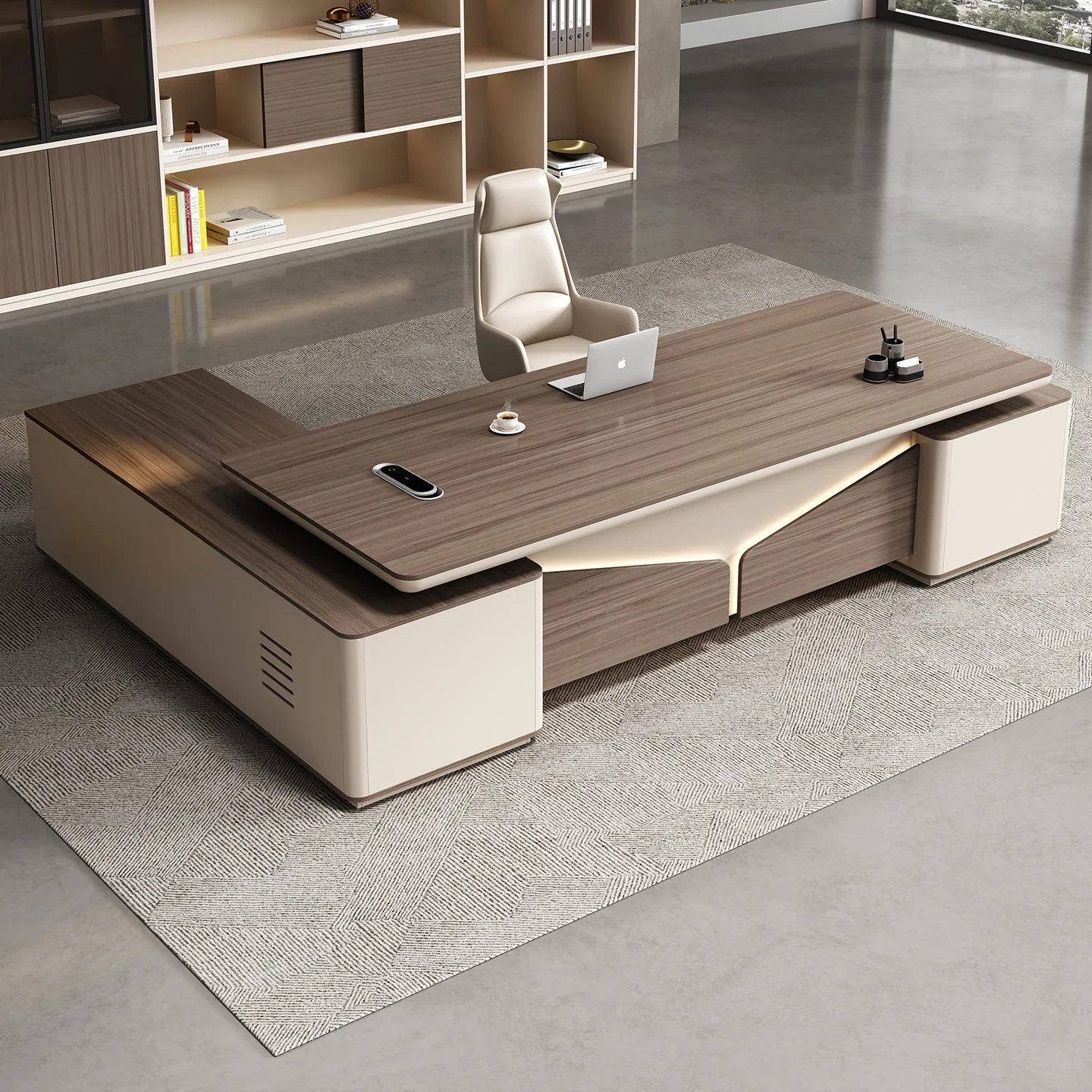 HYS Light Luxury Boss Desk Simple Modern Chairperson's Desk Large Class Manager Office Desk and Chair Combination