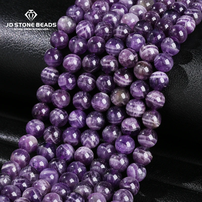 Natural Stone Dream Amethyst Color Purple Amethyst Crystals Quartz Round Loose Beads 15