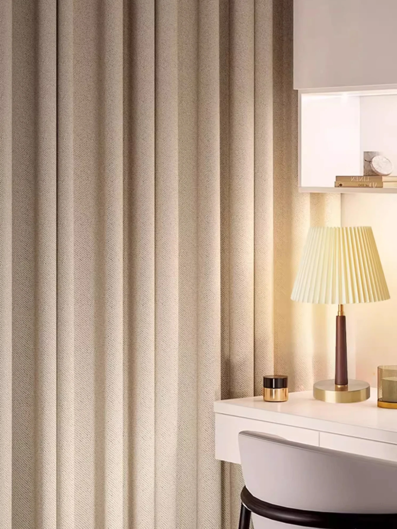 Cotton And Linen Curtains Milk Tea Color Living Room Japanese House Light Luxury Bedroom Blackout High-End Sense