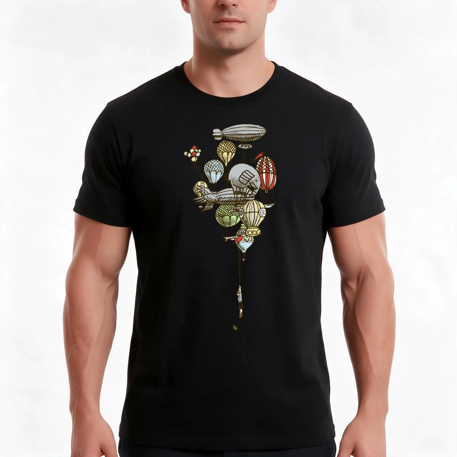 The Great Balloon Adventure T-Shirt, Summer Casual Cotton Tee, Oversized Streetwear Tops, Vintage Graphic Print, 100% Cotton