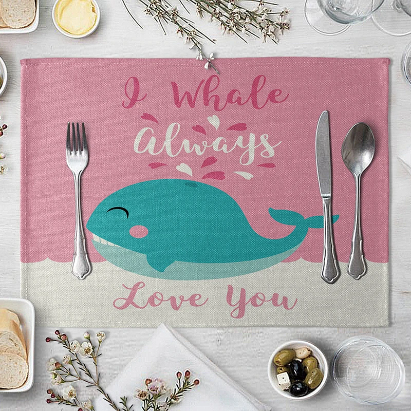 Mantel Individual con diseño de animales para niños, manteles individuales de tela de lino y algodón, vajilla para cena familiar, mantel de cocina de 30x40cm