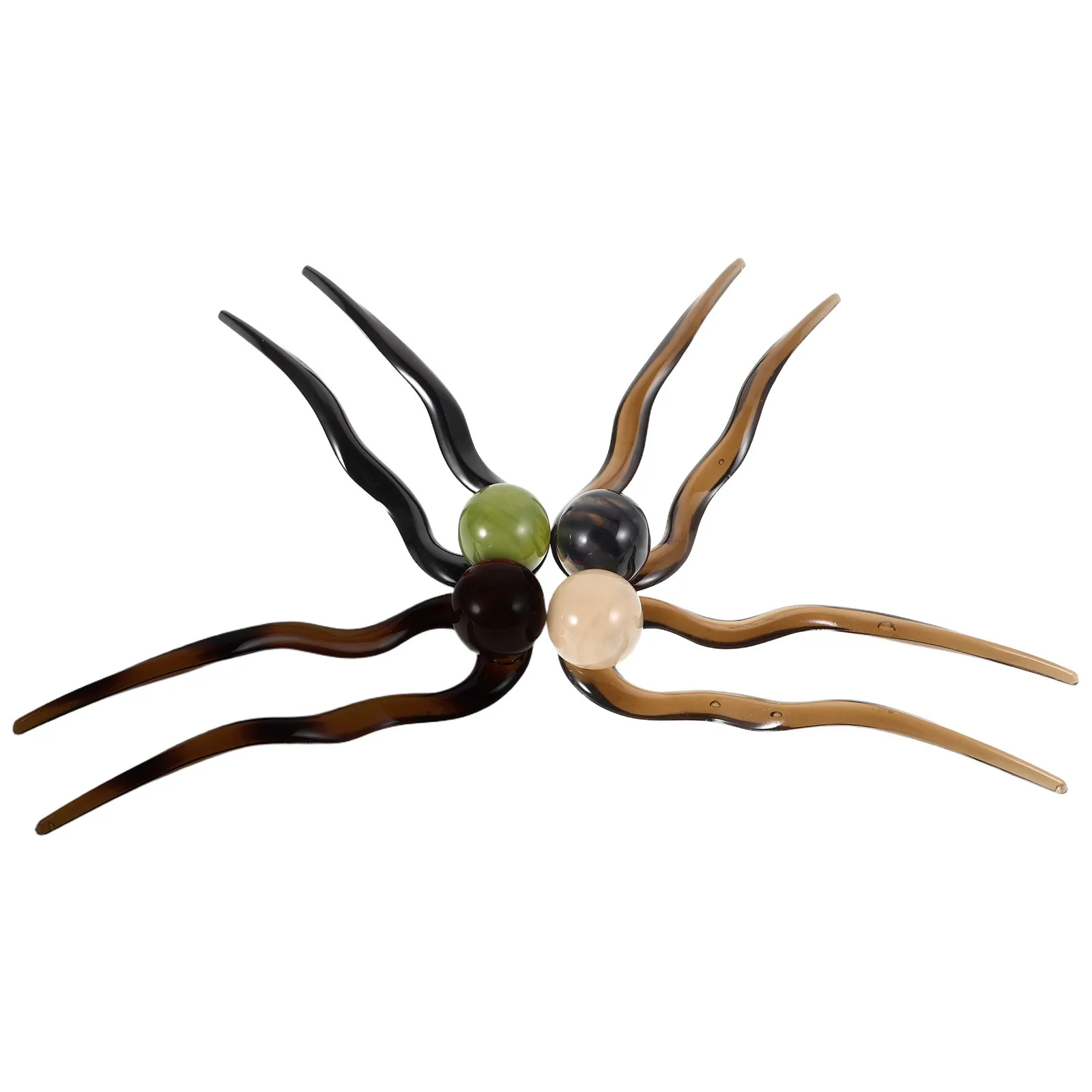 

4Pcs U-Shaped Vintage Hairpins Pearl Embellished Elegant Hair Styling Accessories for Women Chignon Updo Hair Bun Marker